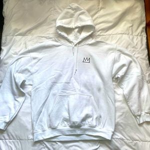 Men’s White Jean-Michael Basquiat Pullover Hoodie with Painting on the back